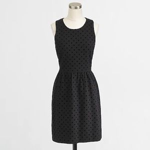 J Crew Black Ponte Dress in Velvet Dot -Size Large